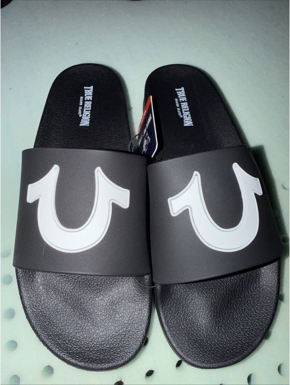 TRUE RELIGION Mens Slides Horseshoe Logo black various